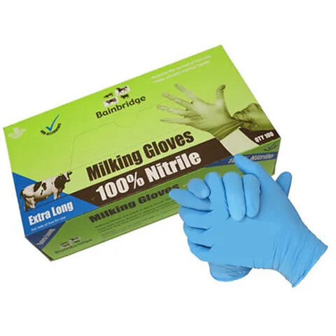 Milking Gloves Nitrile Long Med 100