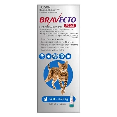Bravecto Plus Cat 2.8-6.5kg 2pk