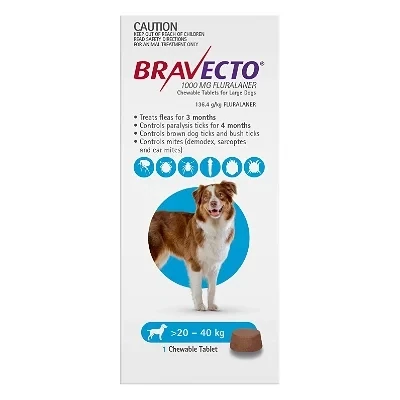 Bravecto Dog 20-40kg 2 Tab Blue