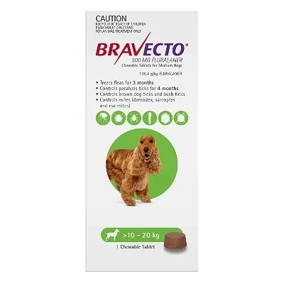Bravecto 10-20kg 2 Tab Green