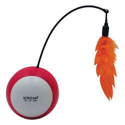 Scream ROLL-O TUMBLING BALL CAT TOY Loud Pink &amp; Orange 21cm