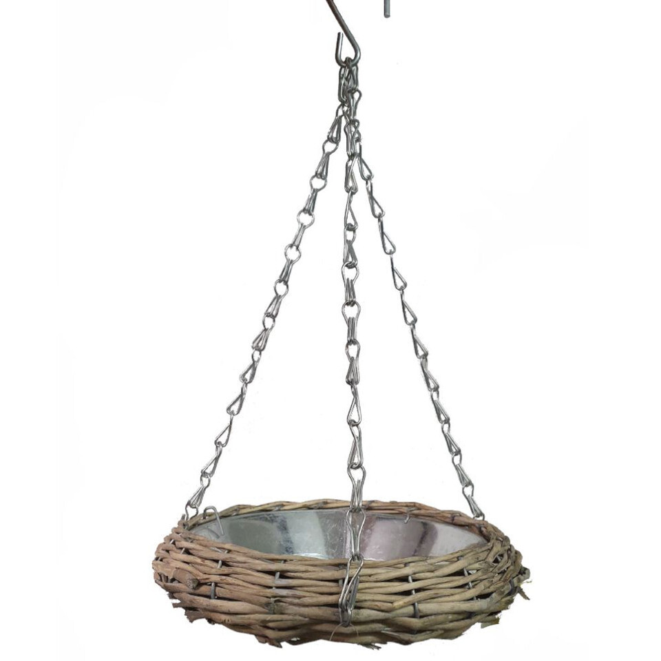 BIRD FEEDER - WILLOW (GREY WASH) CHAIN / TIN DISH