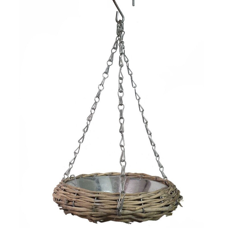 BIRD FEEDER - WILLOW (GREY WASH) CHAIN / TIN DISH