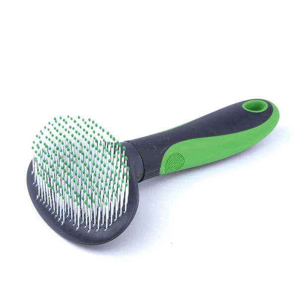 Kazoo Cat Slicker Brush Soft 175L x 92W x 50D mm Green / Grey