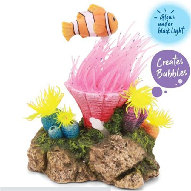 Kazoo Soft Coral W/Floating Fish &amp; Air M M 13.3x9.7x12