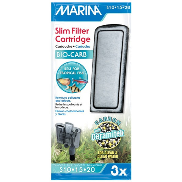 Marina Slim Power Filter Bio-Carb Replacement Carbon Cartridge (3pk)