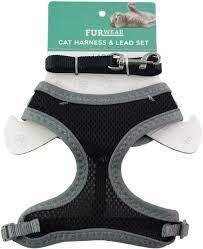Furwear Cat Harness &amp; Lead Black Large