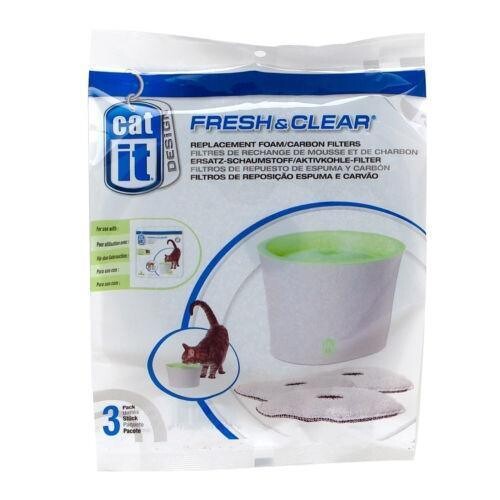 Fresh &amp;  Clear Cat Drinking Fountain Foam Carbon Cartridges 3 pack
