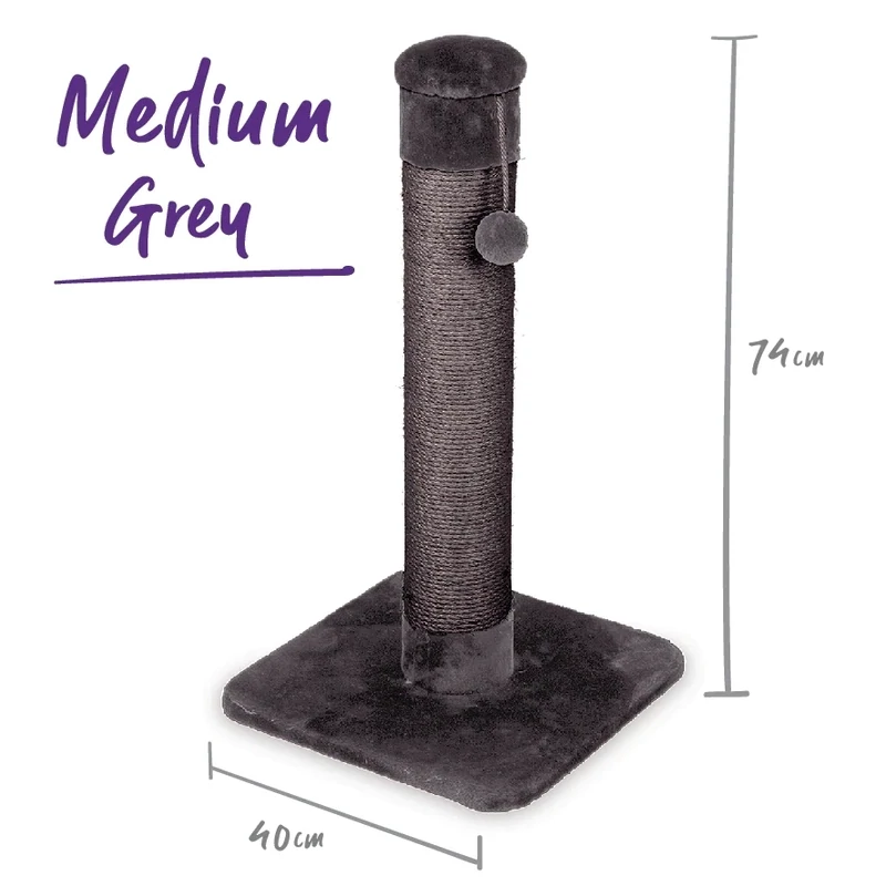 Kazoo Scratch Post Charcoal M M 400 x 400 x 740mm