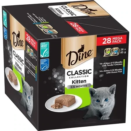 Dine Classic Kitten CHKN &amp; Ocean Fish 28pk