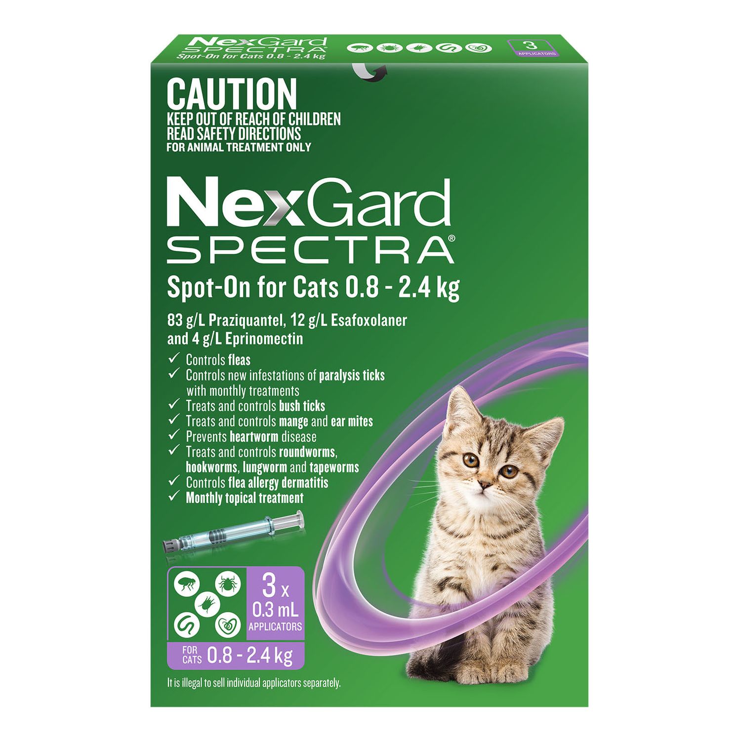Nexgard Spectra Cat 0.8 - 2.4kg 3Pk