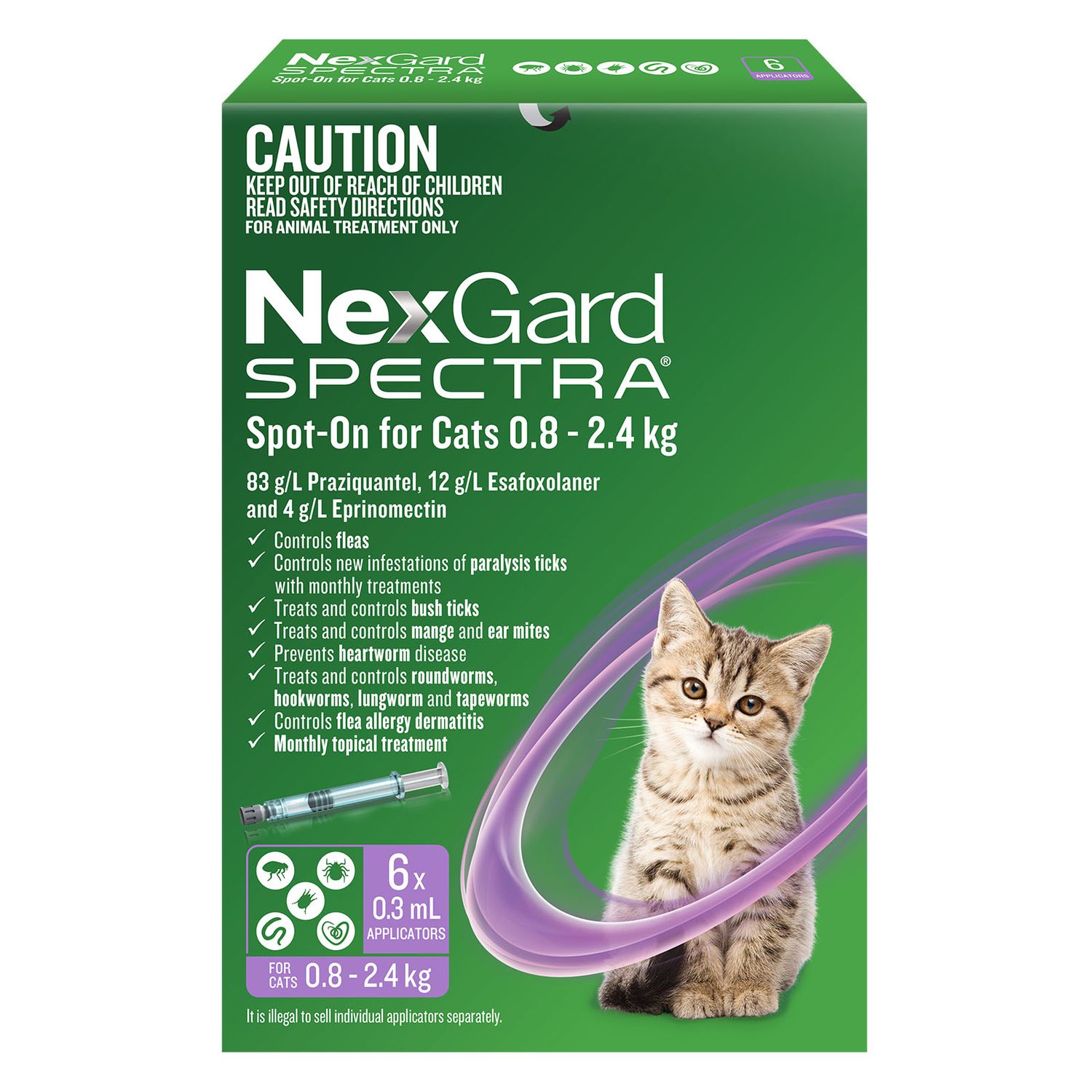 Nexgard Spectra Cat 0.8 - 2.4kg 6Pk