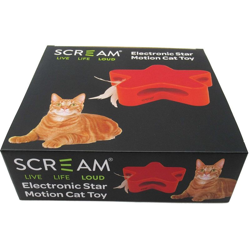 Scream ELECTRONIC STAR MOTION CAT TOY Loud Pink &amp; Orange 19x5cm