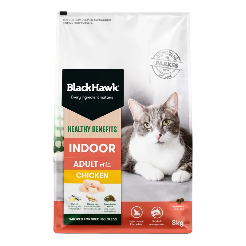 Black Hawk Healthy Benefits Indoor Cat Food 8kg