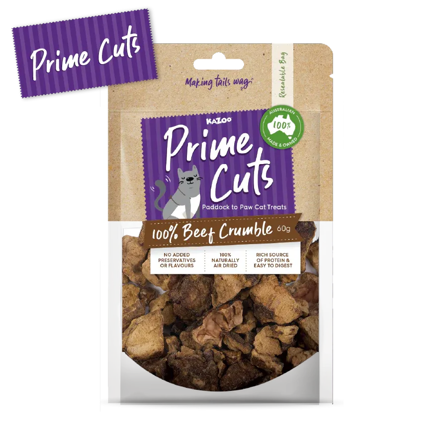 Kazoo Prime Cuts Cats Beef Lung Crumble 60g 13.5 x 20 x 4cm