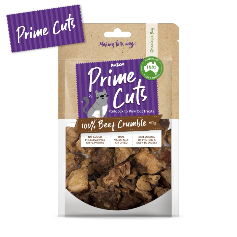 Kazoo Prime Cuts Cats Beef Lung Crumble 60g 13.5 x 20 x 4cm