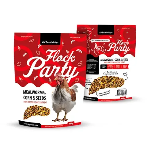 Flock Party Mealworms, Corn &amp; Seeds 900g