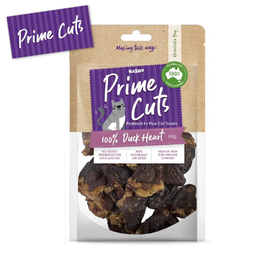 Kazoo Prime Cuts Cats Duck Heart  60g 13.5 x 20 x 4cm