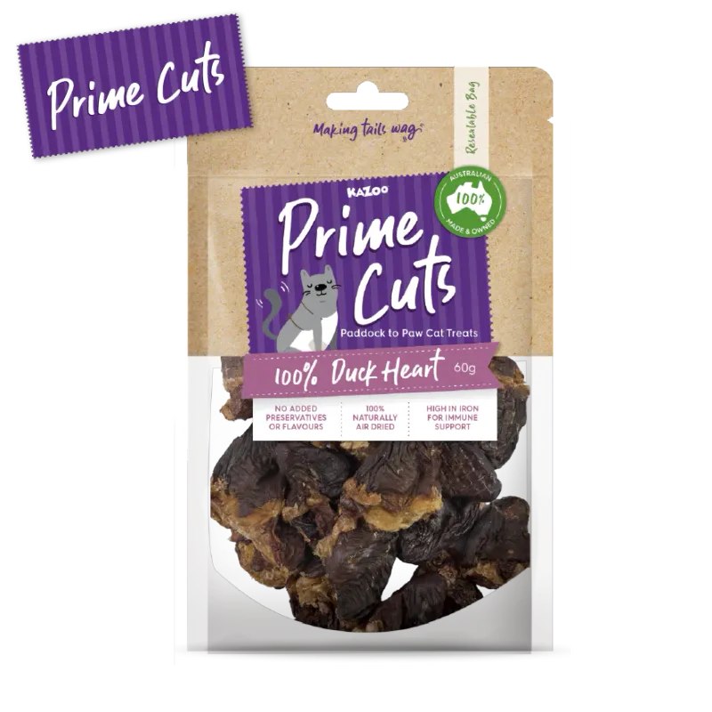Kazoo Prime Cuts Cats Duck Heart  60g 13.5 x 20 x 4cm