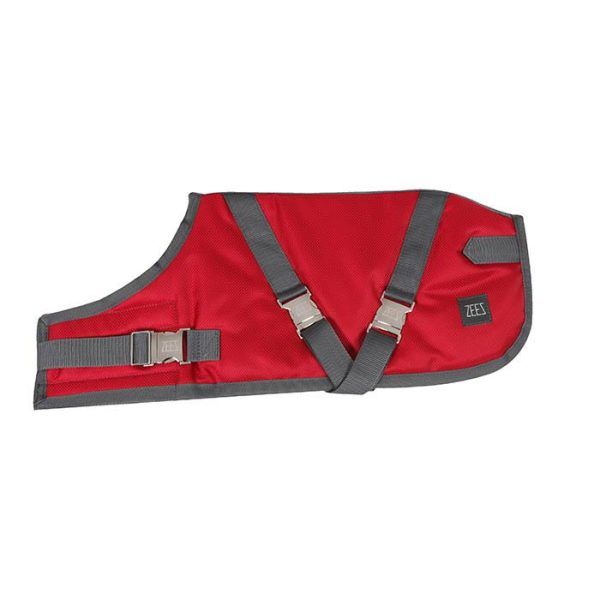 ZEEZ SUPREME DOG COAT Size 28 (71cm) Ruby Red/ Grey