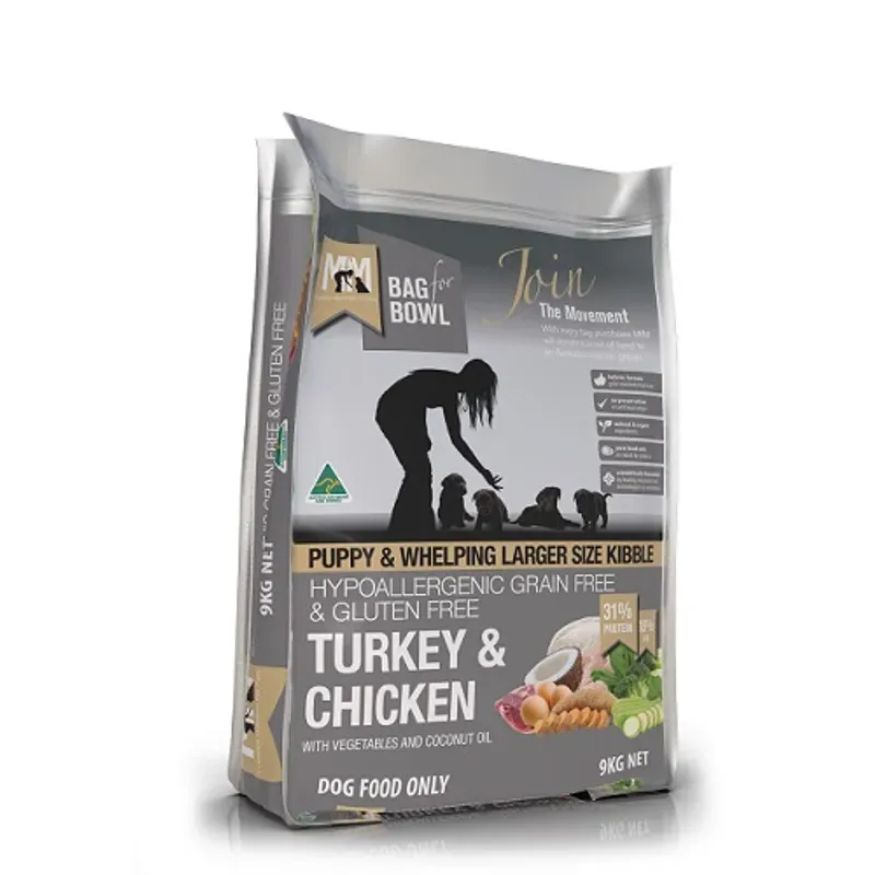 MFM PUPPY LG KIBBLE TRKY &amp; CHKN GRAIN &amp; GLTN FR GREY 9KG