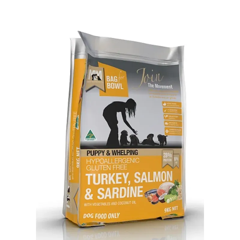 MFM PUPPY TURKEY &amp; SALMON &amp; SARDINE GLUTEN FREE GOLD 9KG