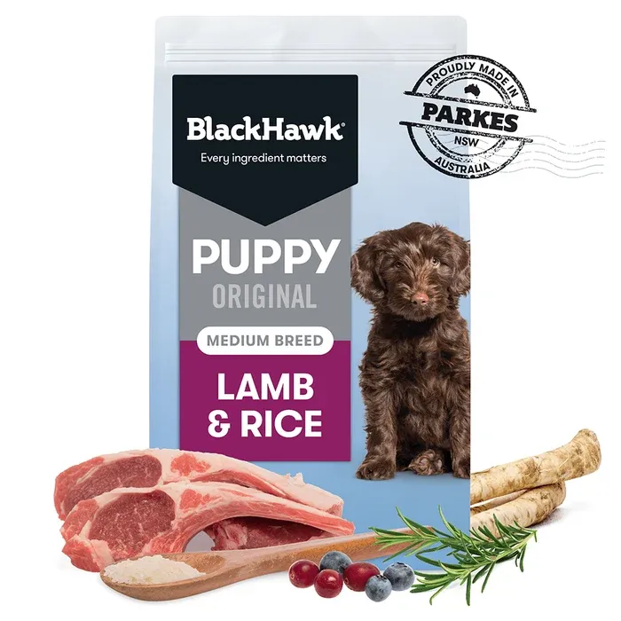 BLACK HAWK PUPPY MEDIUM BREED LAMB &amp; RICE 10KG