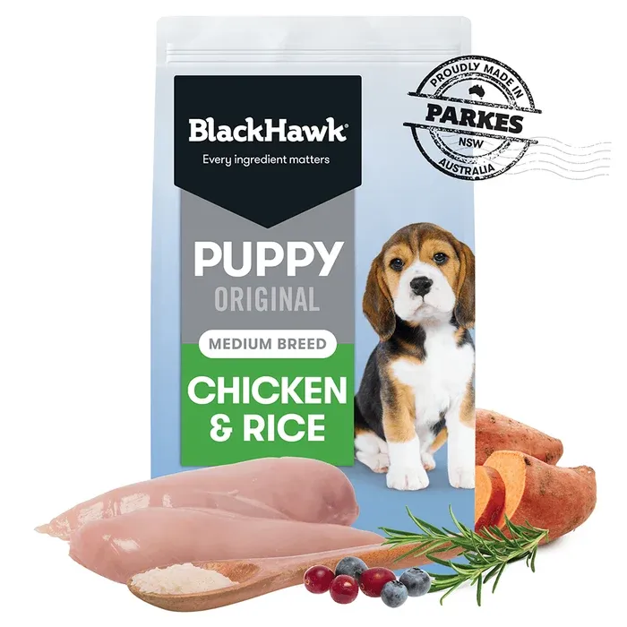 BLACK HAWK PUPPY MEDIUM BREED CHICKEN &amp; RICE 10KG