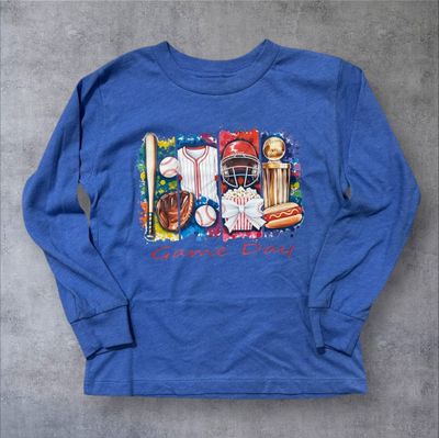 Baseball Game Day Toddler Long Sleeve Tee (4T)