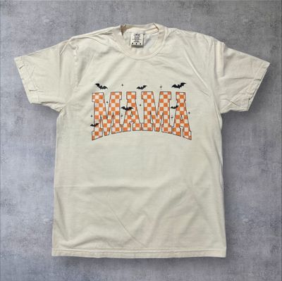Mama Retro Bat and Checkered Dyed T-Shirt (Adult Medium)