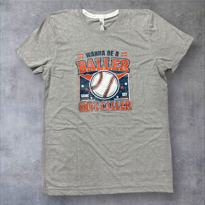 Wanna Be a Baller Shot Caller Youth T-Shirt (Youth X-Large)