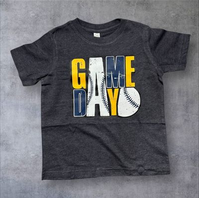 Blue and Gold Baseball Game Day Toddler T-Shirt (4T)