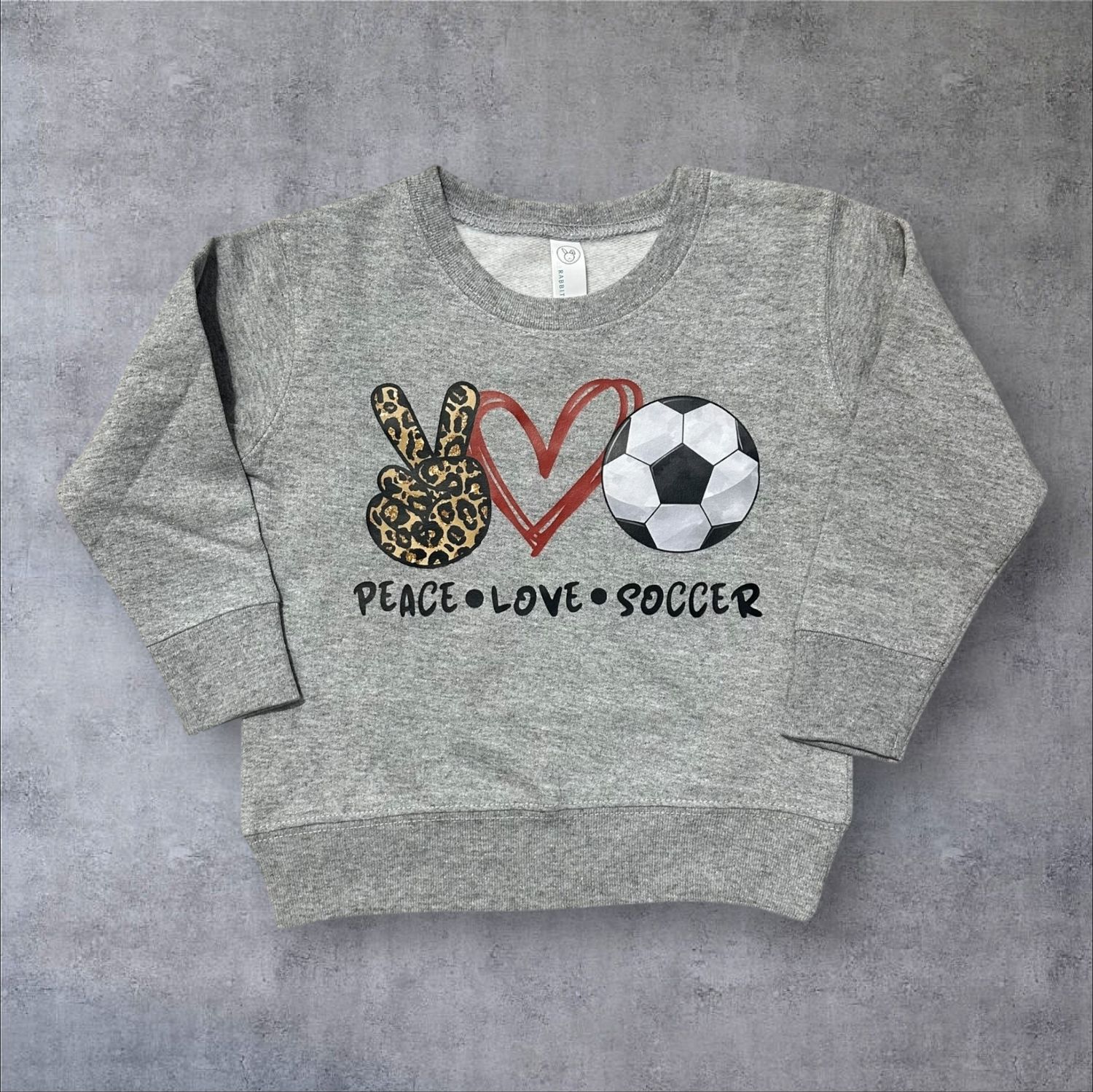 Peace Love Soccer Toddler Crewneck Sweatshirt (2T)