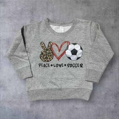 Peace Love Soccer Toddler Crewneck Sweatshirt (2T)
