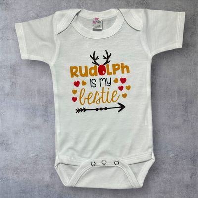 Rudolph is my Bestie Onesie (0-3 Months)