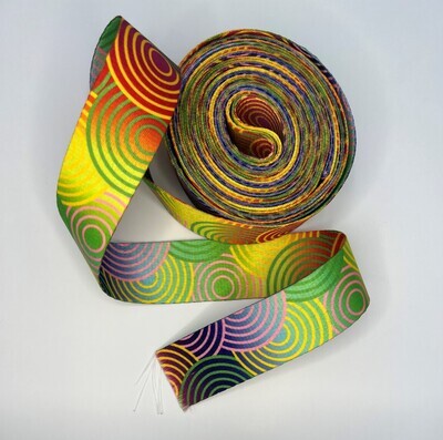 Rainbow Circles Printed Jacquard Webbing 1.5"/38mm Sold by the Yard