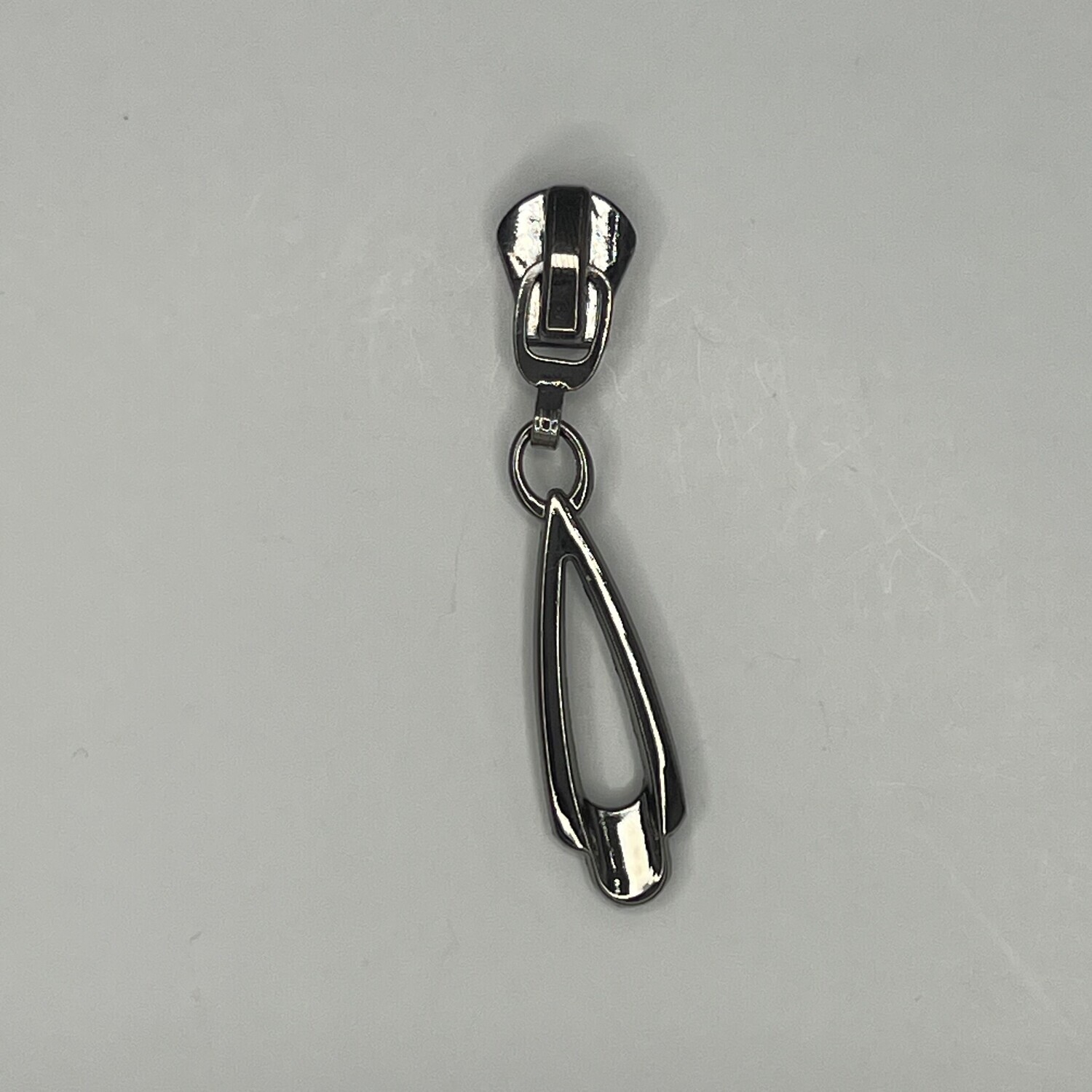 Open Teardrop #5 Nylon Zipper Pull - Gun Metal (5-Pack)
