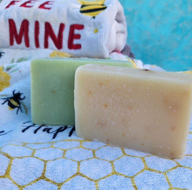 4.5oz African Violet Infused Soap Bar /  Jasmine Lime Soap Bar Scrub