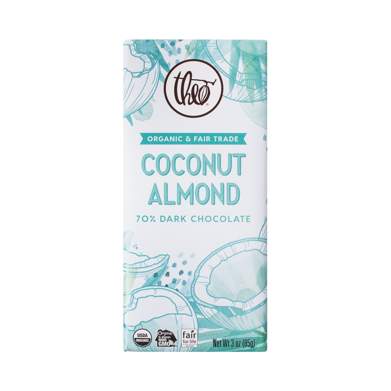 Theo Coconut Almond 70% Dark Chocolate Bar Theo Coconut Almond 70% Dark Chocolate Bar