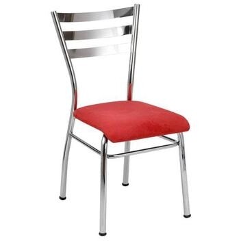 Cadeira de COZINHA com reforço cromada assento vermelho - Poltronas do Sul