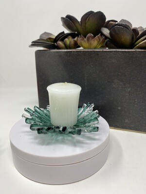 Candle Holder/Trinket Dish (Green &amp; Clear)