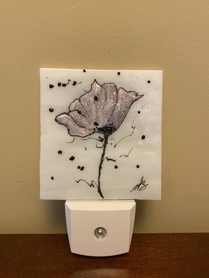 Night Light - Purple poppy on white