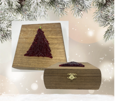 Trinket/Keepsake Box - Red Christmas Tree