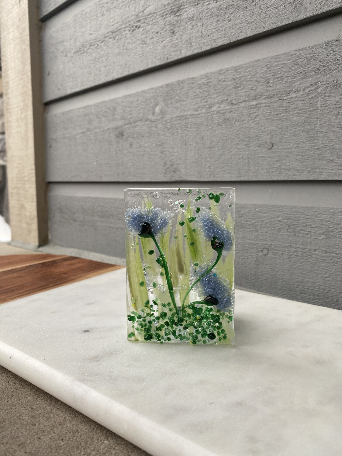 Artisan Tea Light - Grey Blue Poppies