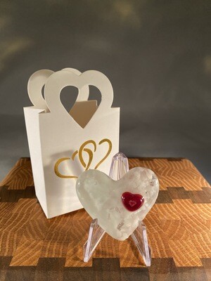 Fused Glass Heart - White