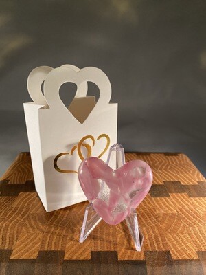Fused Glass Heart - Pink & Clear