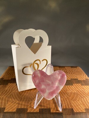 Fused Glass Heart - Pink & White