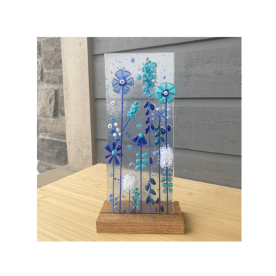 Folksy Flower Art Panel - Blue