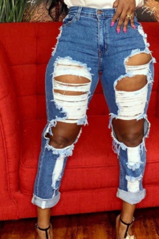 Distressed jeans