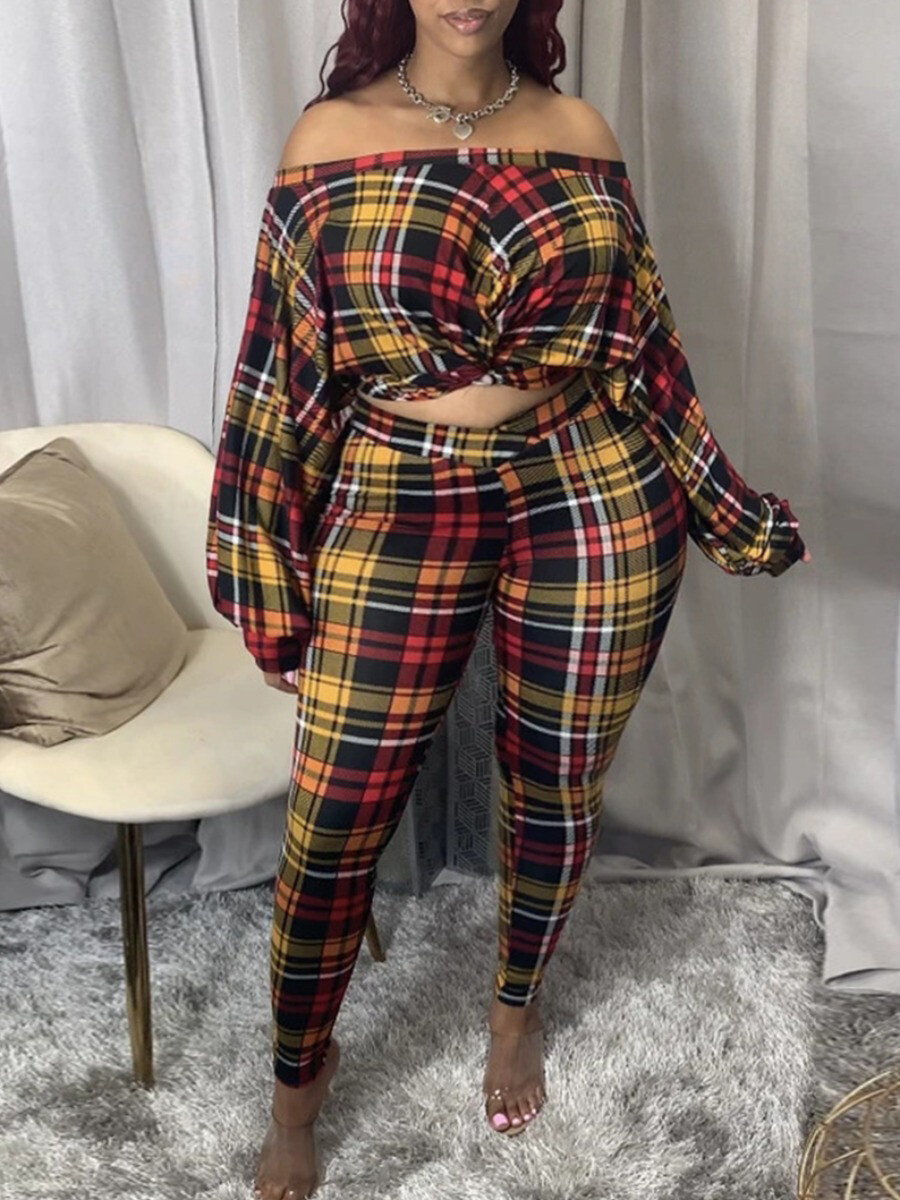 Sexy Plaid Two Piece 